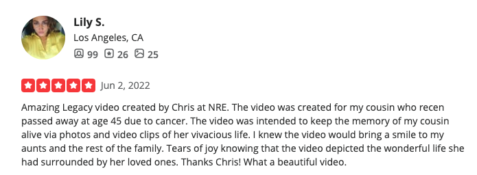 Screenshot of Lily S. Yelp review